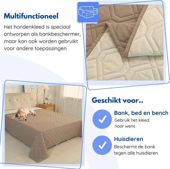 Hilvard - Hundedecke - Katzendecke - Sitzbankschoner - Hundedecke Auto-Rücksitz - Geeignet für Sofa, Auto und Bett - Sand - 76 x 127cm - Hundedecke - Hundematte