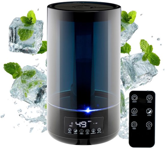 Grundig Luftbefeuchter HD-1903A – Ultraschall-Luftbefeuchter 4,3 l – mit Timer und Nachtlicht – inkl. Fernbedienung – Schwarz