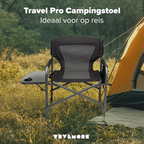 TRVLMORE Campingstuhl - Zusammenklappbar - Leichtgewicht - 120 kg Belastbarkeit - Schwarz