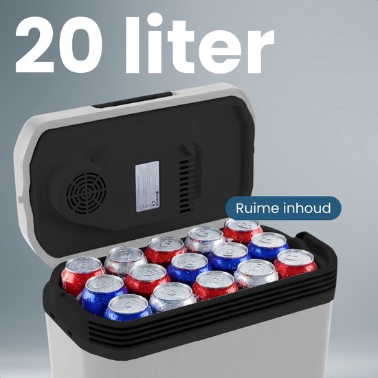 Auronic Coolbox Electric 12V und 230V - 20L - Camping-Kühlschrank - Auto - Kühlung und Heizung - Kühlbox - Hellgrau