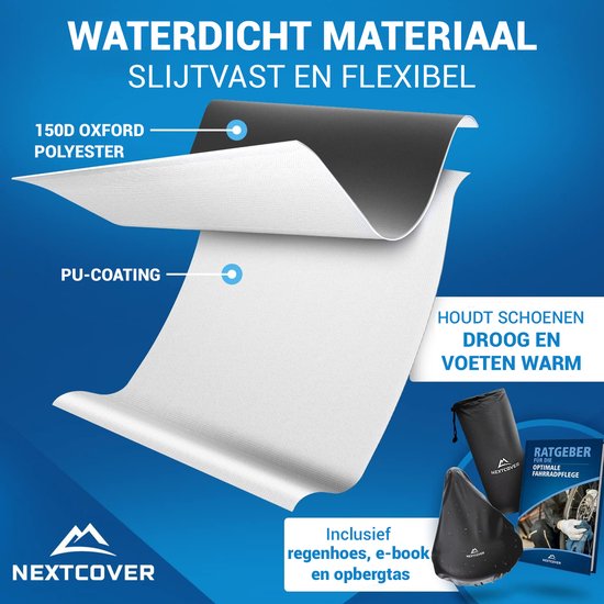 Nextcover® Überschuhe Wasserdicht | 100% Wasserdichte Regenschuhe Fahrrad | Reflektierende Schuhabdeckung Wiederverwendbar | Regenabdeckungen für Schuhe | Überschuhe | Schuhschutz | Radfahren Überschuhen