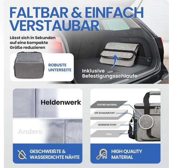 Kühltasche für Speisen und Getränke - isolierte Thermotasche auslaufsicher und wasserdicht - Frühstückstasche, Picknick-Lunch-Tasche, Thermotasche, hellgrau