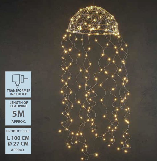 Luca Lighting Kronleuchter Qualle mit warmweißer LED-Beleuchtung - L100 x Ø27 cm - Silber