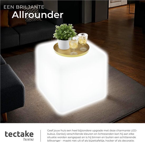 Tectake® Leuchtwürfel - LED - 16 RGB-Farben und 5 Lichtmodi - Wetterfeste und robuste Gartenbeleuchtung - 35x35x35 cm - Inklusive Leuchtmittel und Fernbedienung