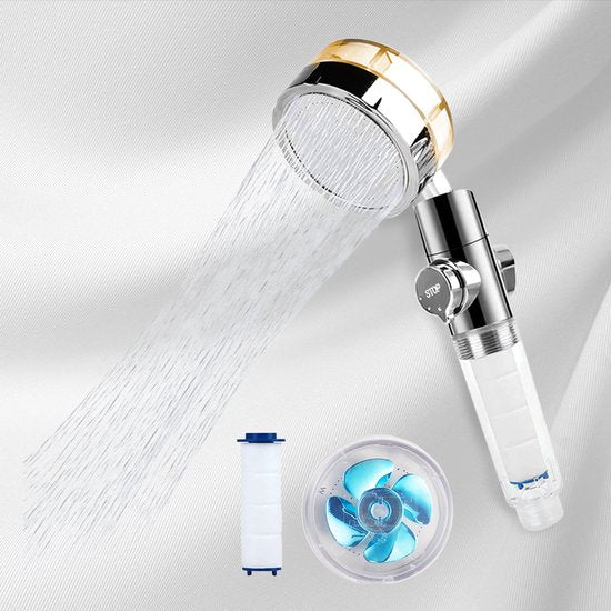 Aquadon EcoTornado – wassersparender & druckerhöhender Duschkopf – um 360° schwenkbare Handbrause – Duschkopf mit Antikalkfunktion – schützt Haut und Haare