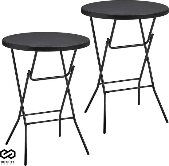Infinity Goods - Stehtisch- 2er Set - 80cm x 110cm - zusammenklappbar - Schwarz