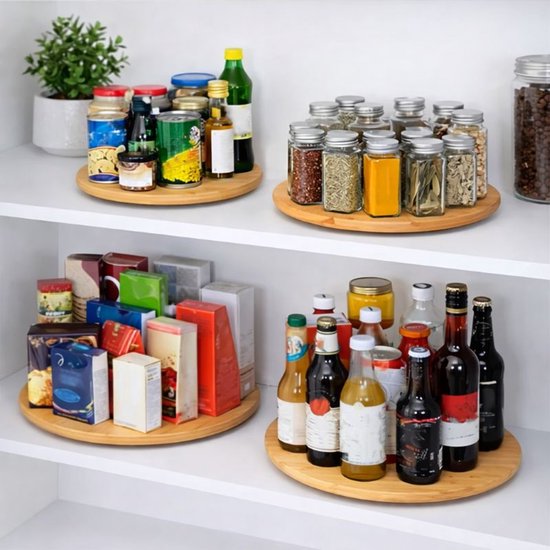 Ceruzo Lazy Susan - Drehbares Tablett - Ø 35cm - Drehscheibe - Servierbrett-Bambus