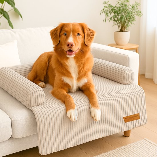 By Cee Cee Original Hundedecke Bank - Hundedecke Bank - Hundekorb - Premium - komplett mit Reißverschluss - Rippengewebe - Beige - 120x90 - Größe L