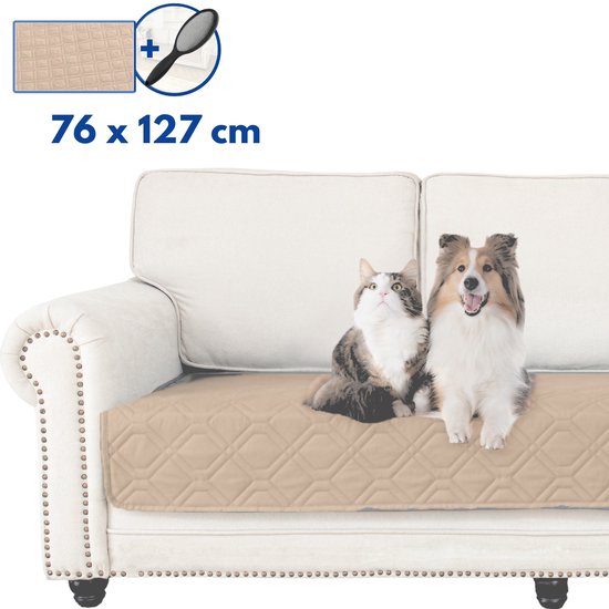Hilvard - Hundedecke - Katzendecke - Sitzbankschoner - Hundedecke Auto-Rücksitz - Geeignet für Sofa, Auto und Bett - Sand - 76 x 127cm - Hundedecke - Hundematte
