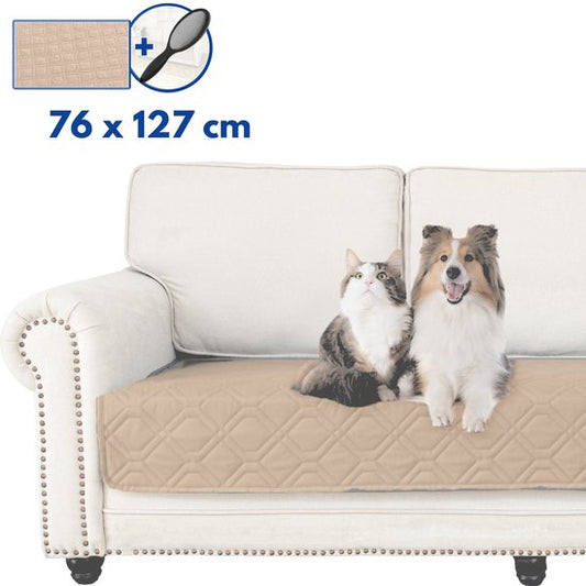 Hilvard - Hundedecke - Katzendecke - Sitzbankschoner - Hundedecke Auto-Rücksitz - Geeignet für Sofa, Auto und Bett - Sand - 76 x 127cm - Hundedecke - Hundematte