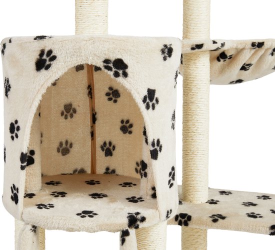 Lifa Living Kratzbaum - Kratzbaum - Katzenpfosten - 42x60x138,5 cm - creme/schwarz