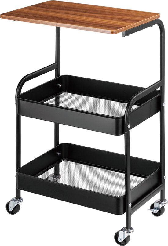 VDD – Beistelltisch – Beistelltisch für das Wohnzimmer – Beistelltisch in Schwarz – Beistelltrolley – Beistelltisch auf Rollen – quadratischer Beistelltisch – Beistelltisch im Industrial-Stil