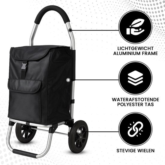 Outbee Einkaufswagen - Einkaufswagen - Zusammenklappbar - Mit Rädern - Schwarz