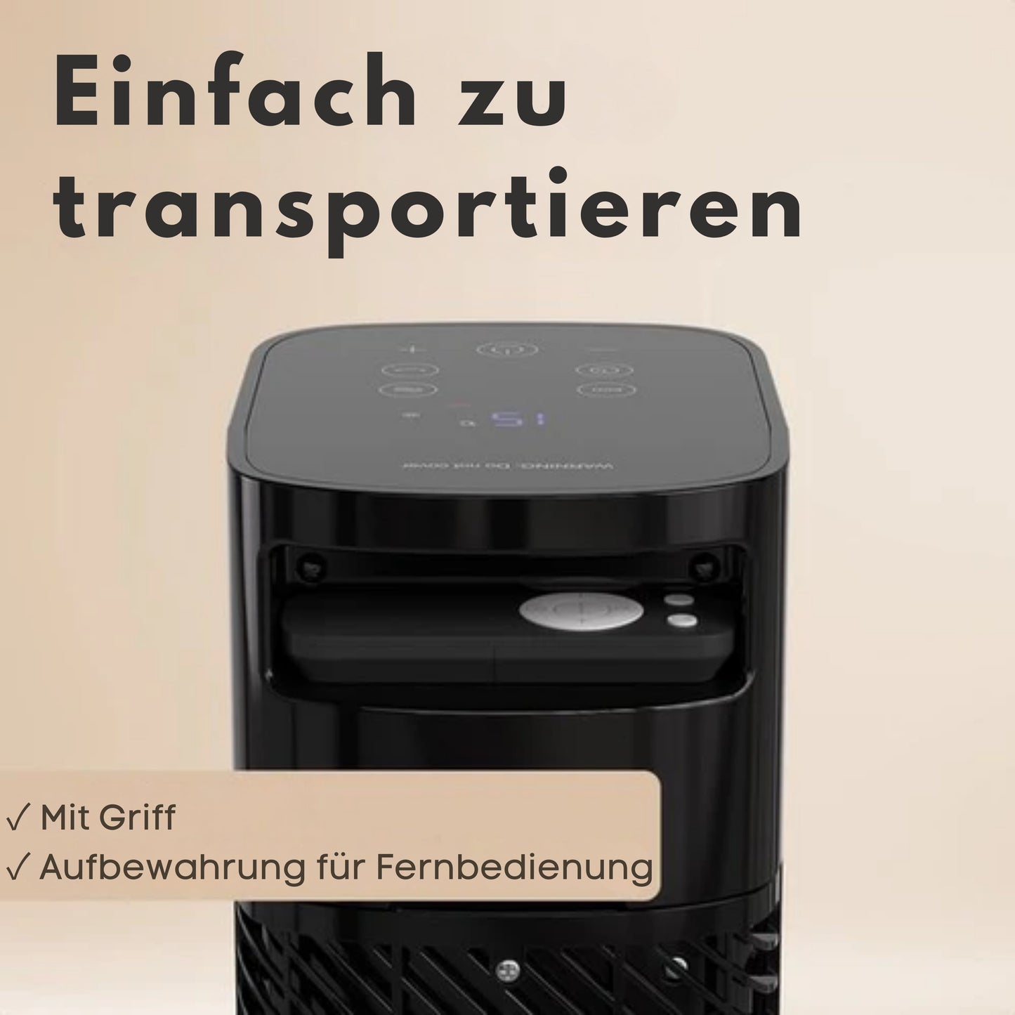 Auronic Elektroheizer - Keramikheizer - Turmheizer - 2200W Heizleistung - Schwarz