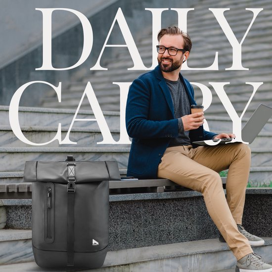NOHRD Waterproof Rolltop Backpack Black - Rucksack Männer & Frauen - Wasserdicht - Rucksack mit Laptopfach - Wasserdichter Rucksack Laptop - Rucksäcke