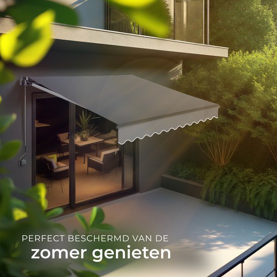 tectake® Sonnenschirm mit Gelenkarm - 250 x 200 cm - Markise - Sonnenschutz für Fenster, Balkon, Außenbereich - Wandmontage - Wasser- und UV-beständig - Dunkelgrau