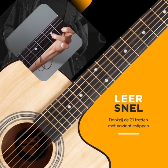 Finesse Akustikgitarre - mit Videokurs - 4/4 40" - Westerngitarre - Gitarre Kinder & Erwachsene - Natur