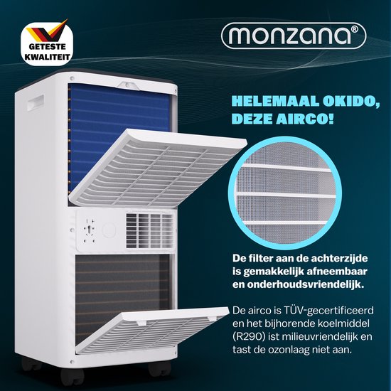 Monzana mobiles Klimagerät - 7000 BTU Fenster-Kit 20 bis 25m² wifi Timer - weiß