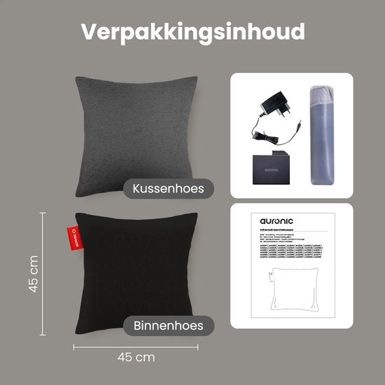 Auronic - Wärmekissen - 45x45 - Kabellos - Wiederaufladbar - Infrarot - Anthrazit