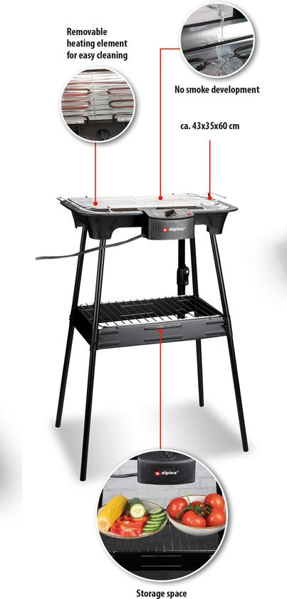 alpina BBQ - Elektrisch - 2-in-1 - Innen und Außen - 2000W