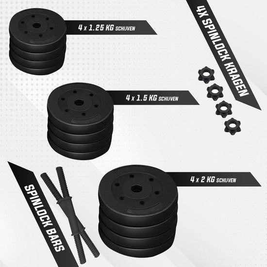 Fitby Kurzhanteln 20 KG - Kurzhantel - Hantelset - Verstellbare Kurzhanteln - Hantelset - Hantelset