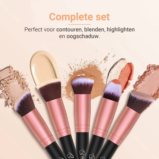 Bestope Make up Pinsel Set mit Beauty Blenders 16 Stück - Pinselset - Pinselreiniger - Pinsel - Rose Gold