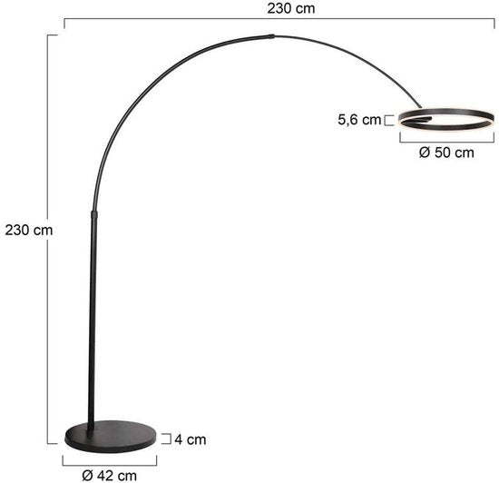 Steinhauer - Stehleuchte - Ringlux - schwarz - Metall - Bogenlampe - LED - 4130ZW