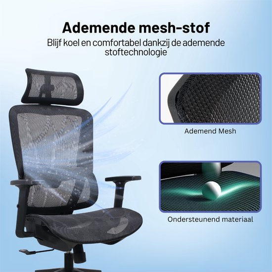 GAME HERO® Trader X1 Ergonomischer Bürostuhl - Bürostuhl für Erwachsene - 130KG - Schwarz