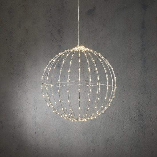 Luca Lighting Weihnachtslichtkugel mit klassisch weißen LED-Lichtern - Ø40 cm - Silber