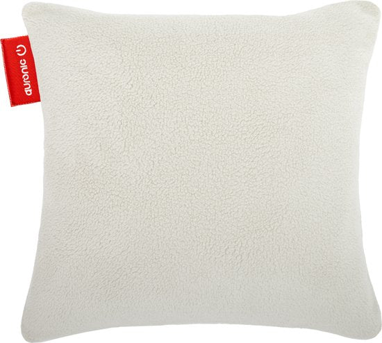 Auronic Wärmekissen - Sherpa Fleece - 45x45 - Kabellos - Wiederaufladbar - Elektrisches Kissen - Infrarot - Weiß