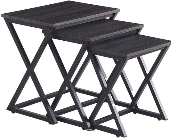 Ceruzo Beistelltische - Paris - 3er-Set - Schwarzes Metall und MDF - Modernes Design