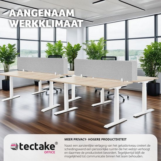 tectake Schreibtisch-Trennwand Noisy - Mit schallabsorbierendem PET-Kern - Inklusive 2 Befestigungsclips - Größe (LxB) 160 x 40 cm - Grau