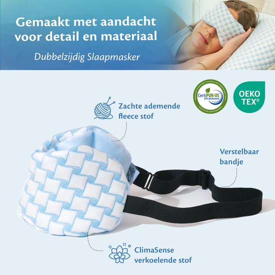 EL-Life - Schlafmaske mit Kühlfunktion – Samt, verstellbar – für erholsamen Schlaf