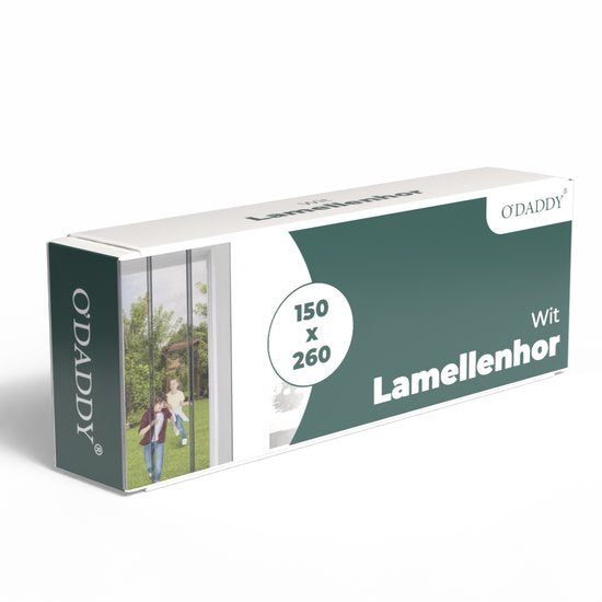 O'DADDY® Fliegengitter Lamellenvorhang - 150x260 cm - Türvorhang - Türtür - Verstellbares Design - Fiberglas - Türgitter Weiß
