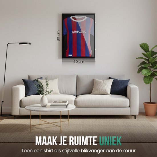 Avalo Bilderrahmen 80x60 cm Schwarz - Tiefer Bilderrahmen Boxrahmen - Geeignet für Fußballtrikot-Rahmen - Faltbar
