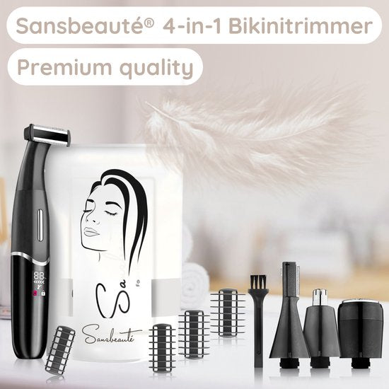 4-in-1 Bikini-Trimmer - Sansbeauté® - Gesicht - Achseln - Beine - Bikinizone - Augenbrauentrimmer - Gesichtshaarentfernung Damen - Intimbereich - Ladyshaves Bikini - Epilierer elektrisch