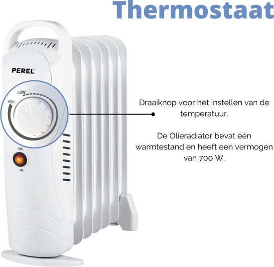 Perel Ã–lradiator - 700W - 7 Rippen - Mit Thermostat