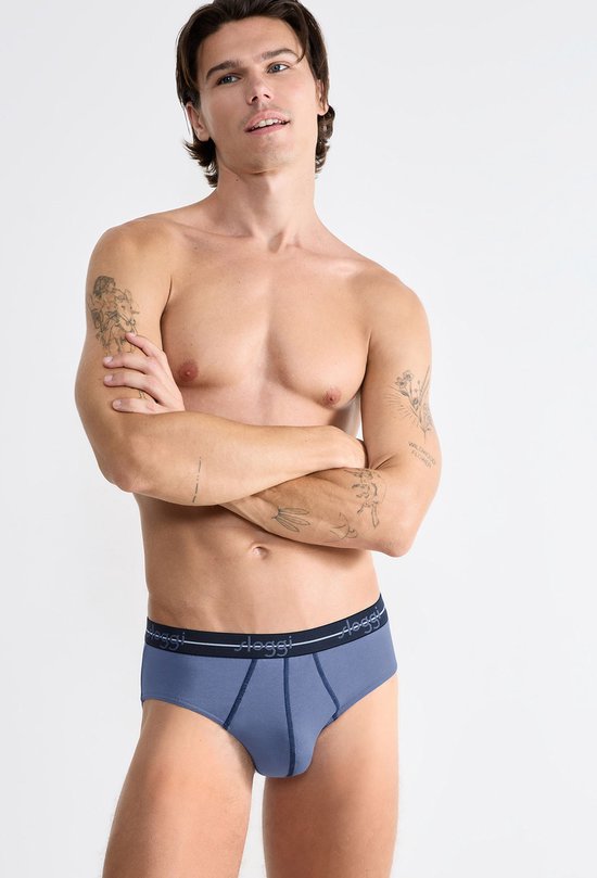 Sloggi Start Midi 2er-Pack Slips - Männer - Baumwolle/Elastan - Normale Taille - Elastisches Band - Blau/Multi - Größe M