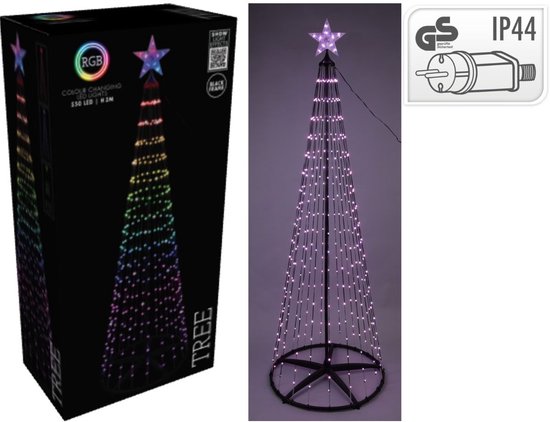 Weihnachtsbaum - Fahnenmast - RGB Beleuchtung - 300cm - 550 LED - inkl. Rahmen - Farbwechsel