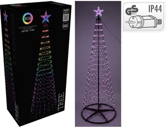 Weihnachtsbaum - Fahnenmast - RGB Beleuchtung - 300cm - 550 LED - inkl. Rahmen - Farbwechsel