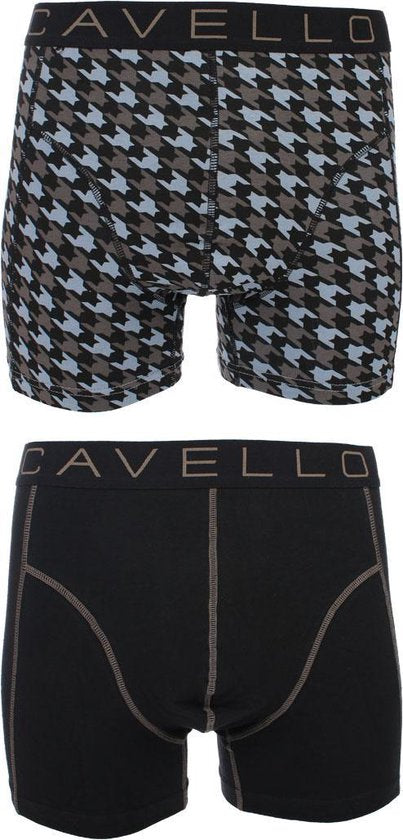 Cavello - 2er-Pack Boxershorts Schwarz / Pepita Print - S
