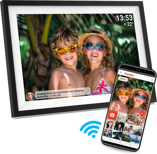 Denver Digitaler Fotorahmen - 10,1 Zoll Bildschirm - HD - Frameo App - WiFi - IPS-Touchscreen - 16GB - Schwarz