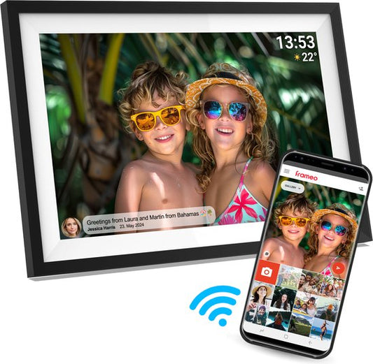Denver Digitaler Fotorahmen - 10,1 Zoll Bildschirm - HD - Frameo App - WiFi - IPS-Touchscreen - 16GB - Schwarz