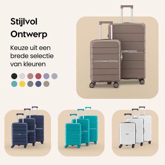 SKYCASES Urban Adventurer - Kofferset - 3-teilig - Zahlenschloss - 232L - Spinnerrollen - Reisekoffer mit Kofferschloss - Leichtgewicht - Champagner