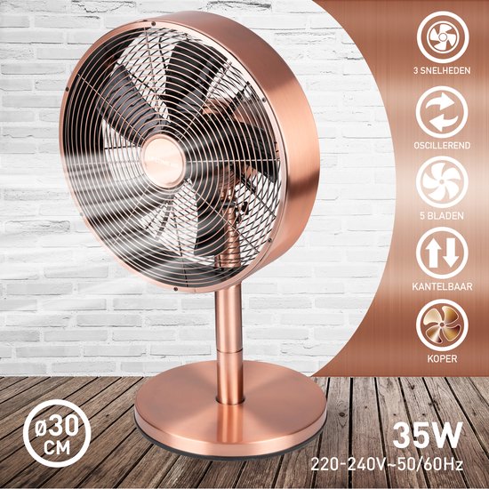 Lifetime Air Tischventilator - 230V - Tischventilator 30CM - 3 Geschwindigkeiten - Oszillationsfunktion - Neigbar - Pink