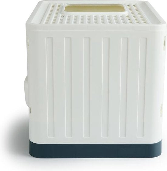 Lifa Living Faltbare Katzentoilette mit ausziehbarer Schublade - praktisch, tragbar und geräumig - Creme/Anthrazit
