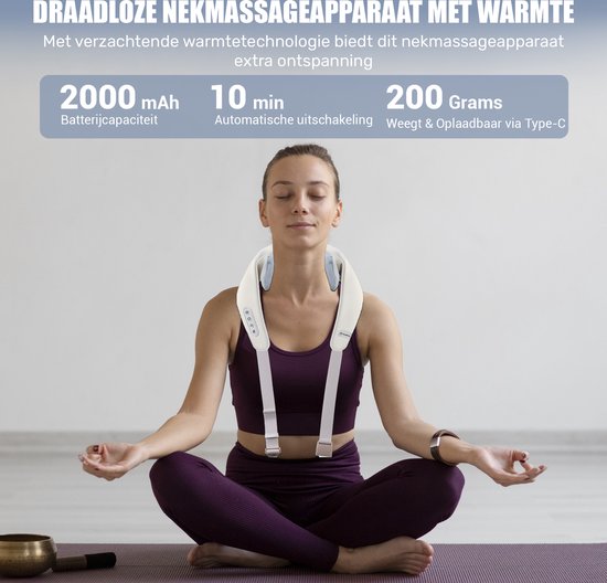 Novalance - Nackenmassage - Shiatsu-Massagekissen - Elektrisches Nackenmassagegerät - Auch für Arm Rücken Schulter & Bein - Infrarot + Schlafmaske