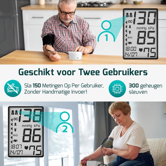 FITAGE Medical Oberarm-Blutdruckmessgerät - Blutdruckmessgeräte - Herzfrequenzmessgerät - Blutdruckmessgerät - Manschette 22-42cm - WEISS