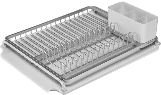 Brabantia SinkSide Abtropfgestell – mit Auffangschale und Besteckhalter – Hellgrau