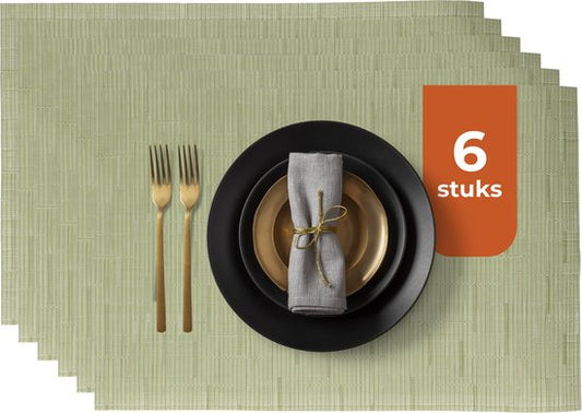 Castagnola Tischsets - Kunststoff Tischsets - Untersetzer - Tischsets Kunststoff und PVC - 6 Stück - 45 x 30 cm - Grün